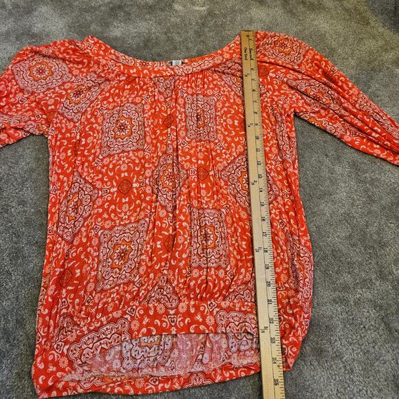 Lila Rose Size Small S Boho Blouse Top Red Rayon Spandex Boho Tunic Scoop Neck - Picture 7 of 9